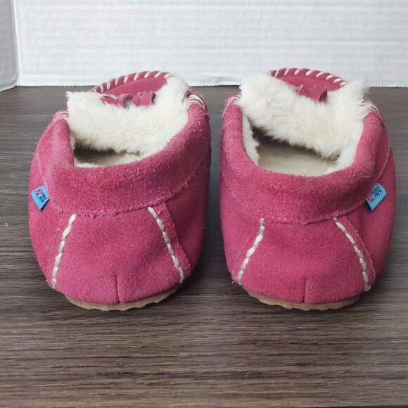 MOC PAPA  Fur Lined Moccasin  US 6 Loafer Pink Classic Cow Suede  Slipper - Picture 5 of 10